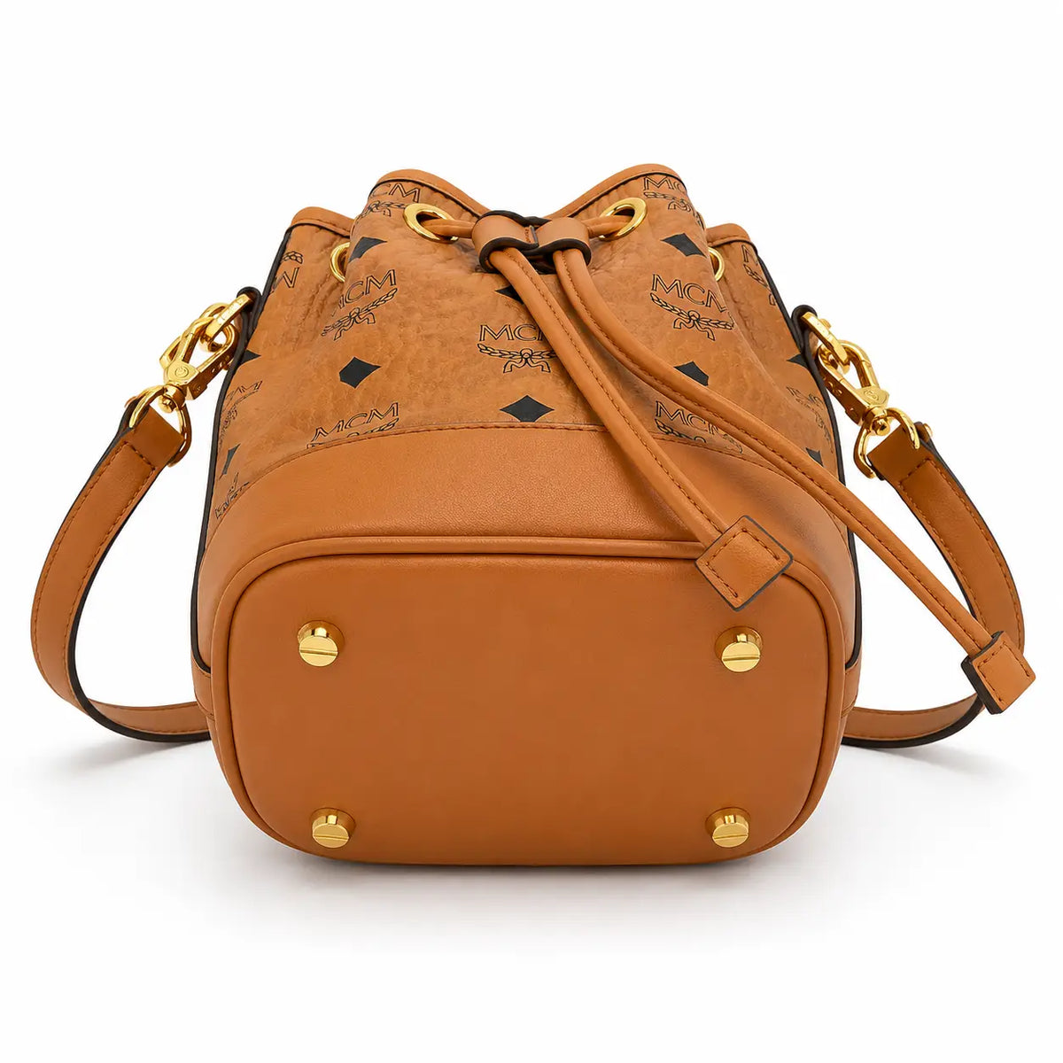 MCM Dessau Visetos Series Mini Drawstring Bucket Bag