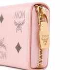 MCM Visetos Original Pink Mini Zip Wallet