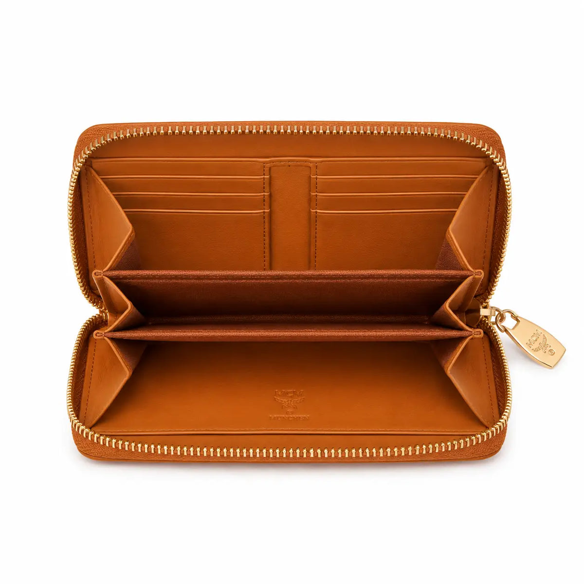 MCM Visetos Original Mini Zip Wallet – Cognac
