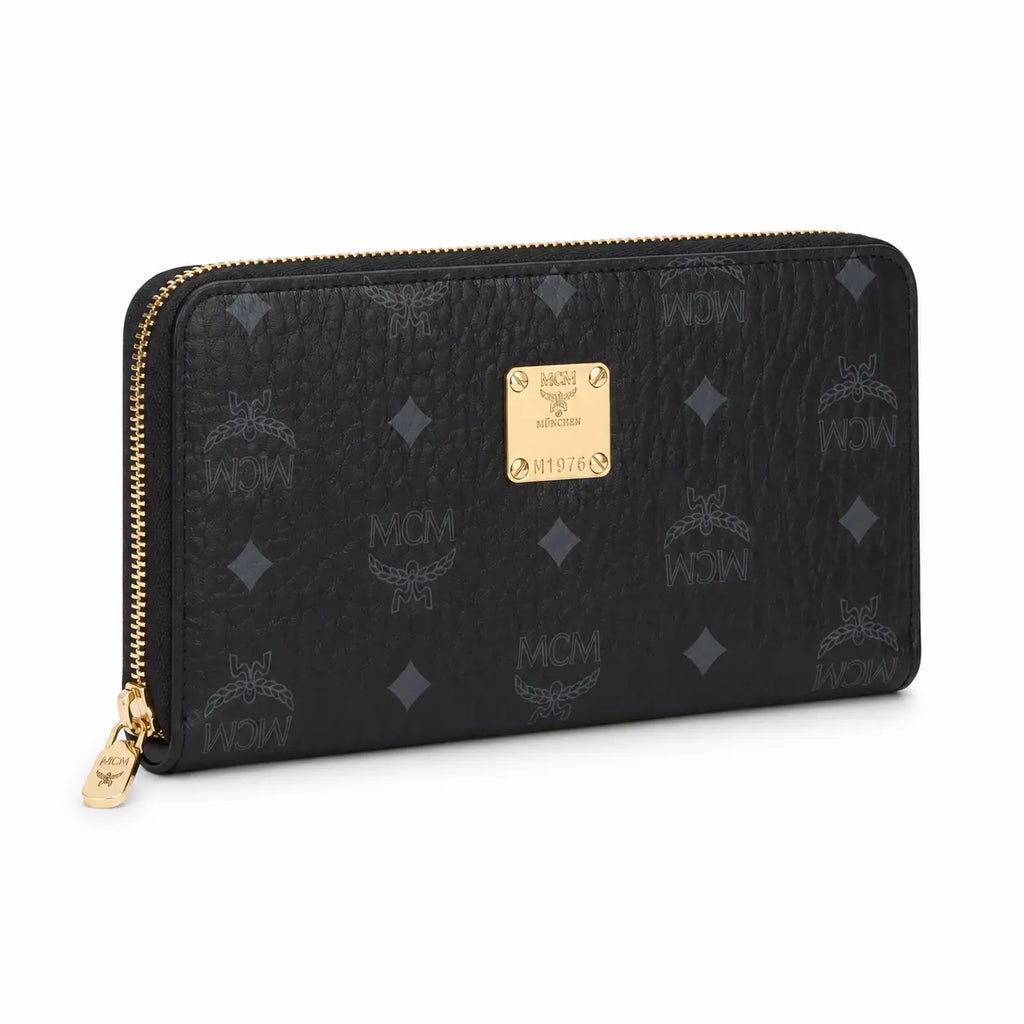 MCM Visetos Original Long Zip-Around Wallet – Black