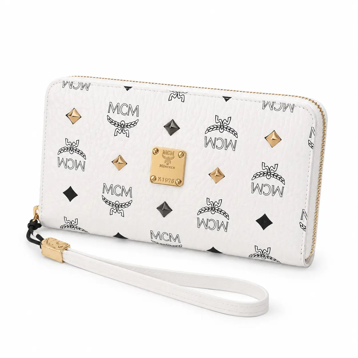 MCM Visetos Original Long Zip-Around Wallet – White