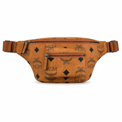 MCM Fursten Maxi Visetos Medium Waist Bag (Cognac)