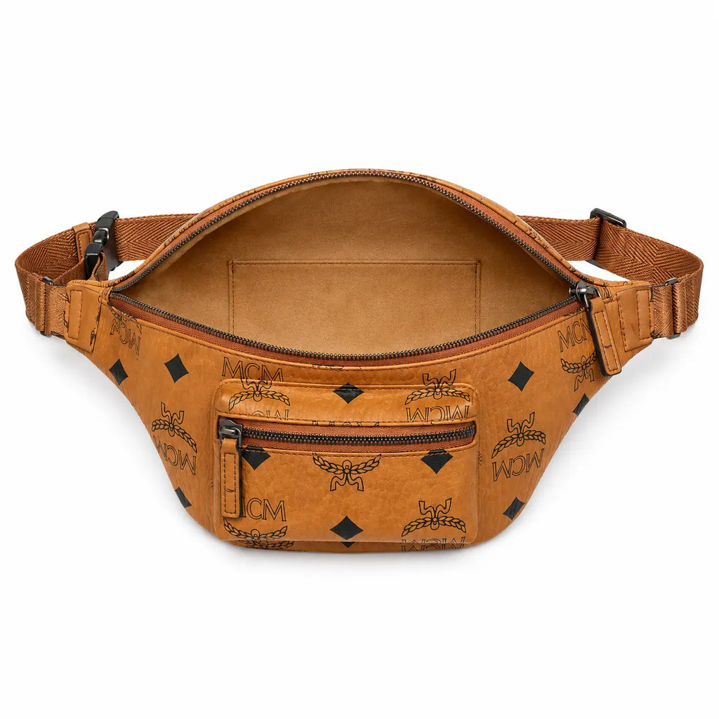 MCM Fursten Maxi Visetos Medium Waist Bag (Cognac)