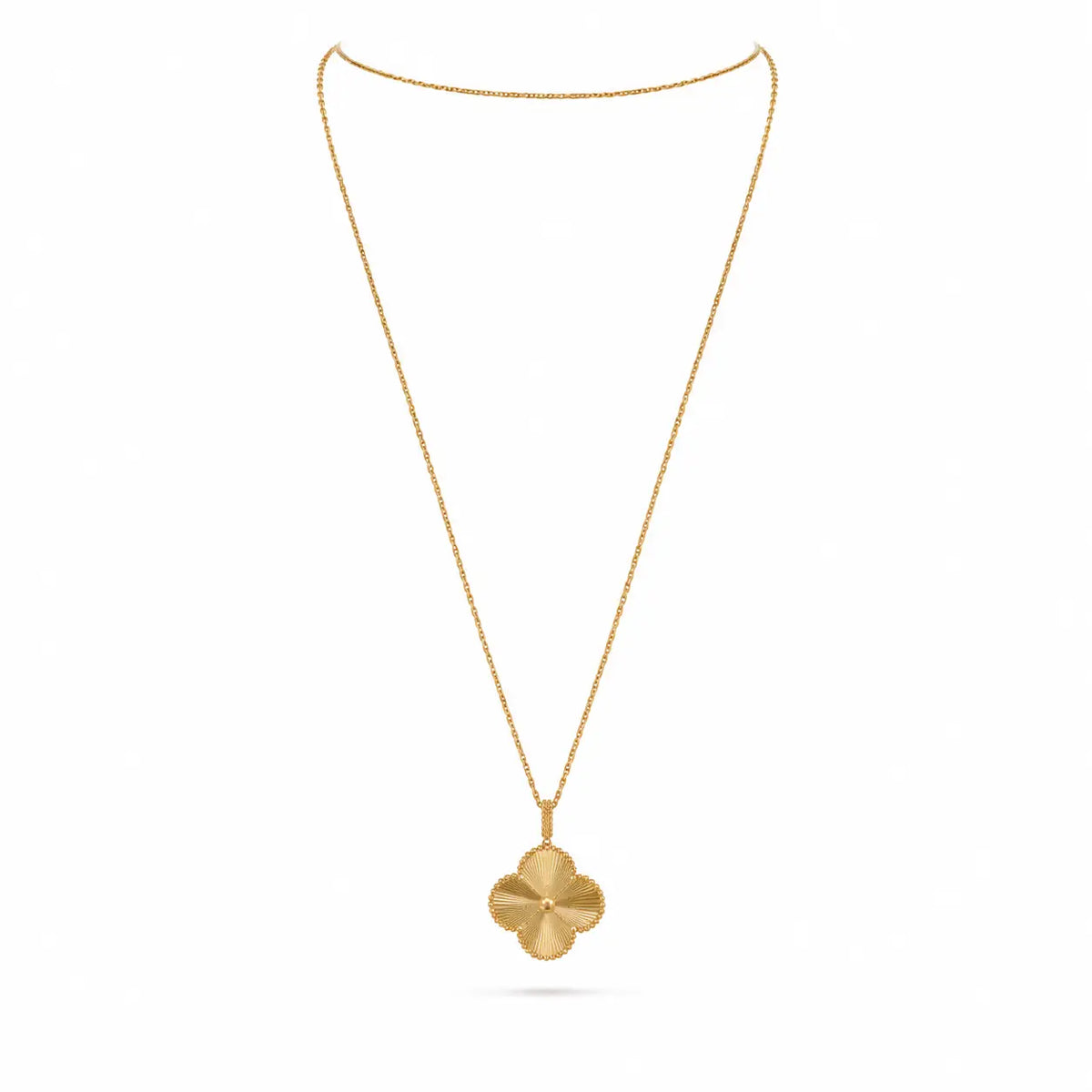 Van Cleef & Arpels Alhambra long necklace, guilloché motif, single motif