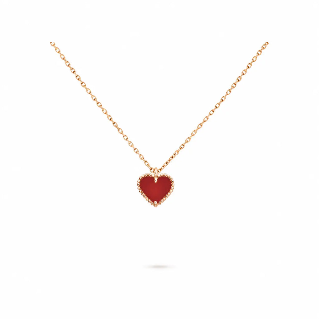 Van Cleef & Arpels Sweet Alhambra heart-shaped necklace in carnelian
