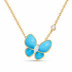 Van Cleef & Arpels Two Butterfly turquoise and diamond butterfly necklace