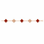 Van Cleef & Arpels Vintage Alhambra 5-motif bracelet in carnelian and guilloché gold