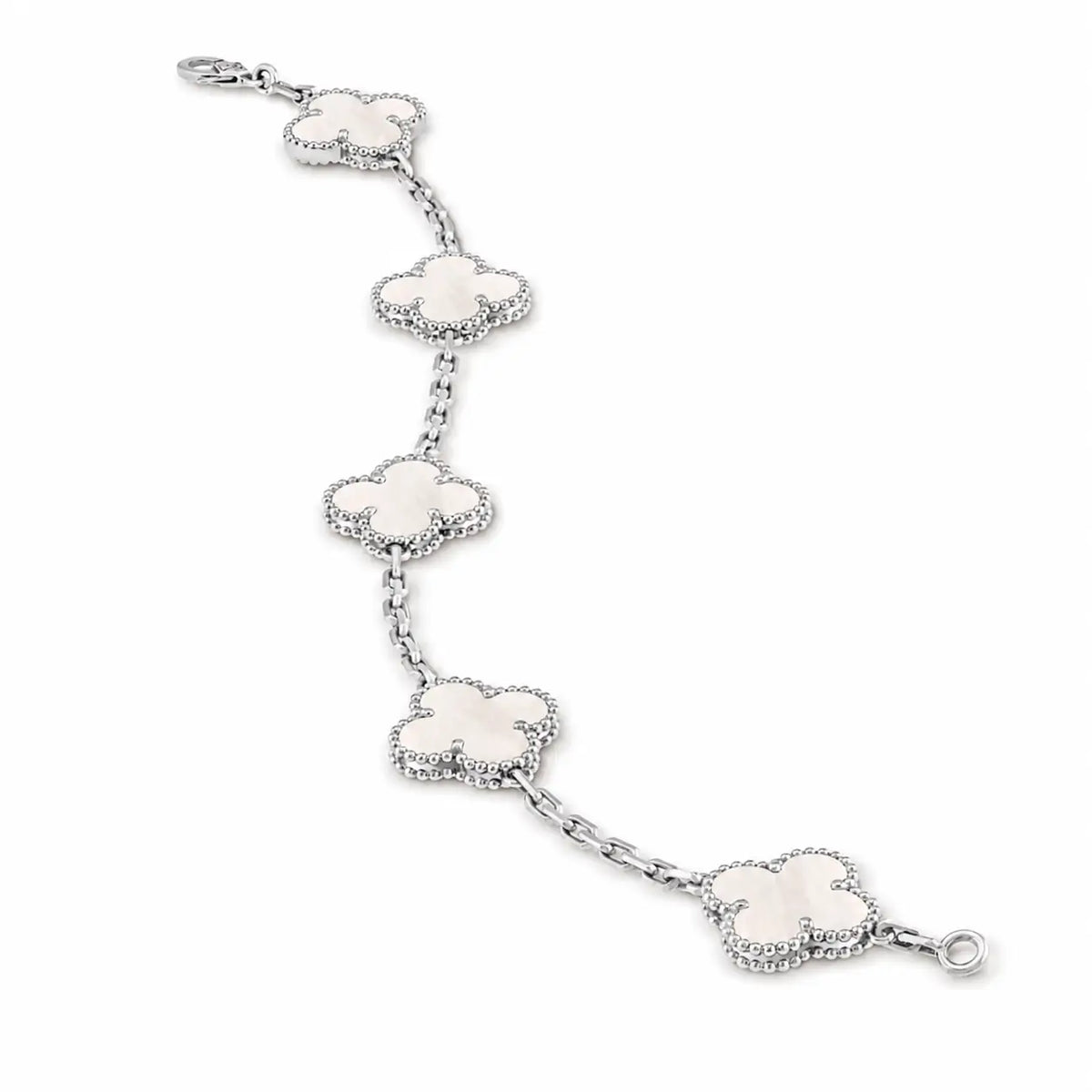 Van Cleef & Arpels Vintage Alhambra 5-motif bracelet in white mother-of-pearl