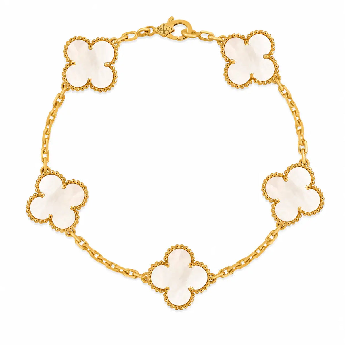 Van Cleef & Arpels Vintage Alhambra 5-motif bracelet in white mother-of-pearl