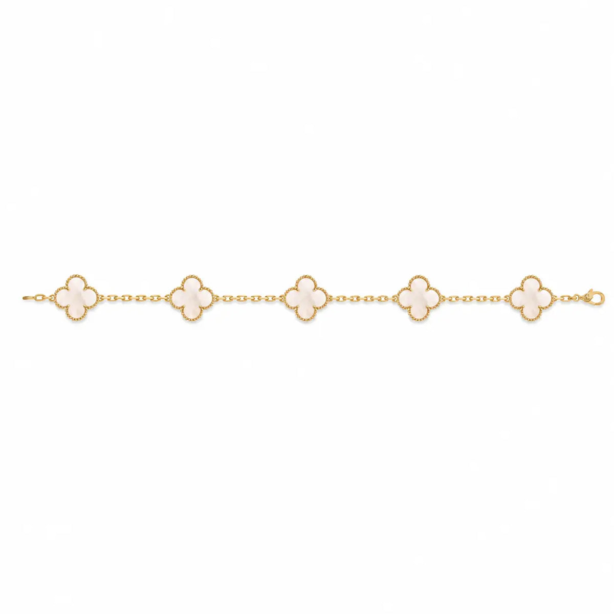 Van Cleef & Arpels Vintage Alhambra 5-motif bracelet in white mother-of-pearl