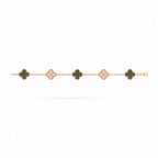 Van Cleef & Arpels Vintage Alhambra 5-motif bracelet in grey mother-of-pearl and diamonds