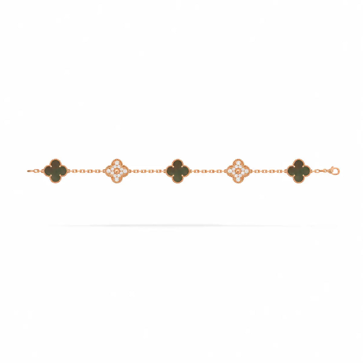 Van Cleef & Arpels Vintage Alhambra 5-motif bracelet in grey mother-of-pearl and diamonds