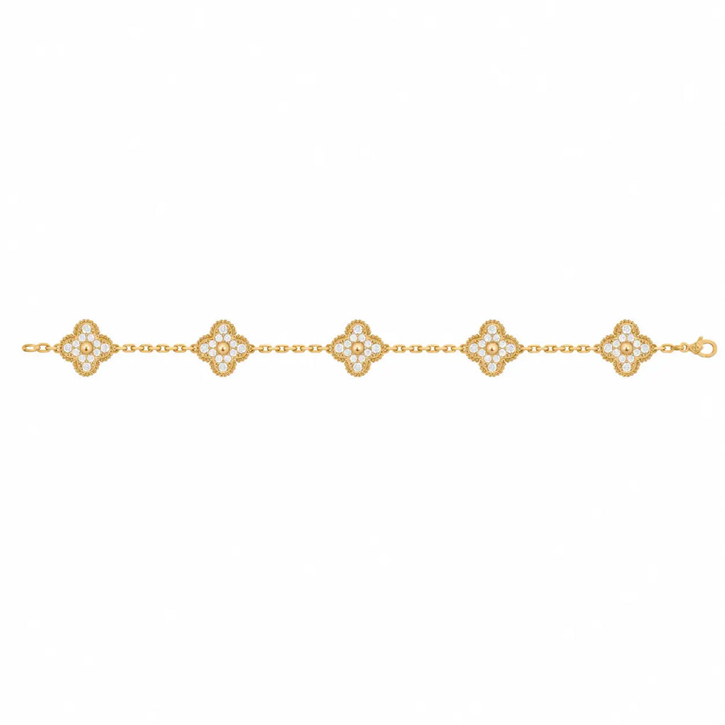 Van Cleef & Arpels Magic Alhambra 5-motif bracelet, fully set with diamonds