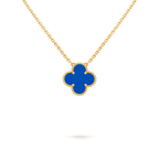 Van Cleef & Arpels Vintage Alhambra Collection Blue Agate Four-Leaf Clover Necklace