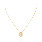 Van Cleef & Arpels Vintage Alhambra collection full diamond four-leaf clover necklace