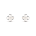 Van Cleef & Arpels Vintage Alhambra Collection 18K white gold mother-of-pearl four-leaf clover earrings