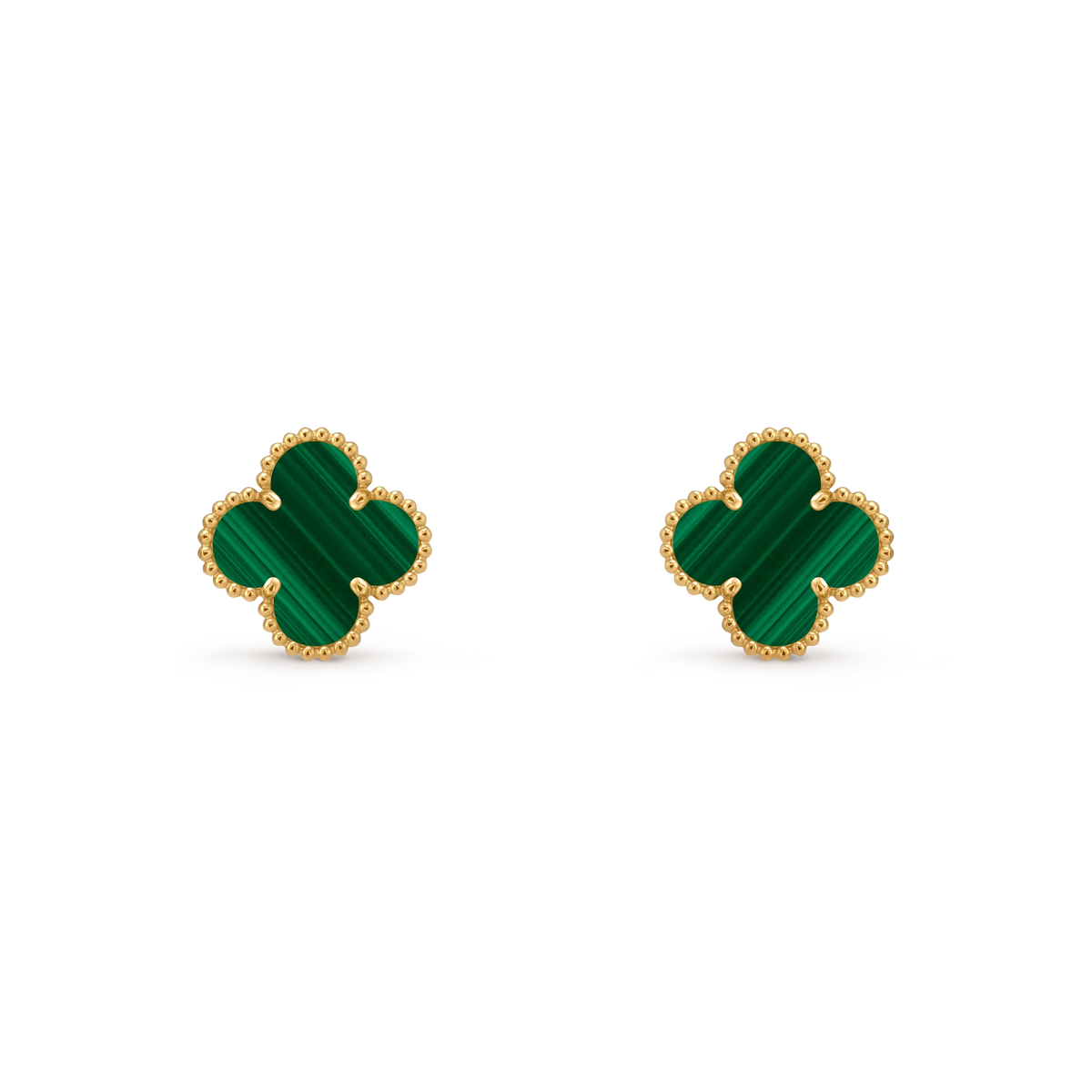 Van Cleef & Arpels Vintage Alhambra Collection Malachite Four-Leaf Clover Earrings