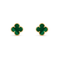 Van Cleef & Arpels Vintage Alhambra Collection Gold Malachite Four-Leaf Clover Earrings