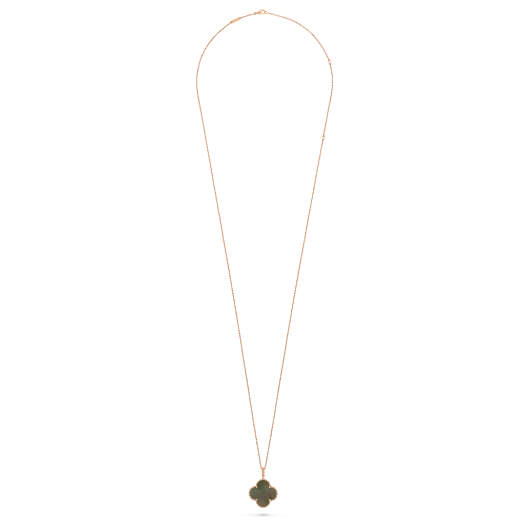 Van Cleef & Arpels Alhambra Four-Leaf Clover Collection Grey Mother-of-Pearl Necklace