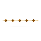 Van Cleef & Arpels Vintage Alhambra Tiger Eye Five-Flower Bracelet
