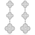 Van Cleef & Arpels Magic Alhambra Collection Trefoil White Gold Long Earrings with Full Diamonds