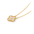 Van Cleef & Arpels Vintage Alhambra collection full diamond four-leaf clover necklace