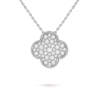 Van Cleef & Arpels Magic Alhambra Collection Full Diamond Four-Leaf Clover Necklace