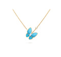 Van Cleef & Arpels Two Butterfly turquoise and diamond butterfly necklace