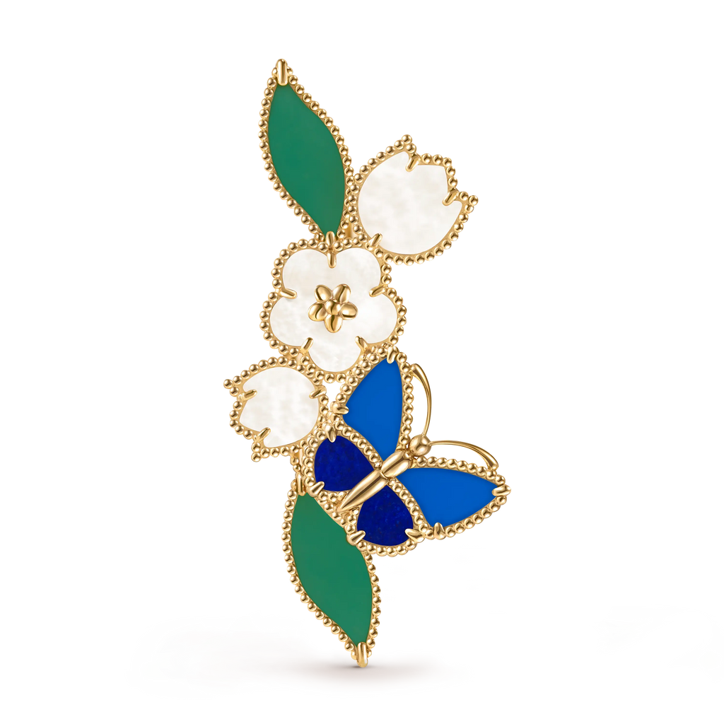 Van Cleef & Arpels Lucky Spring collection butterfly and flower brooch