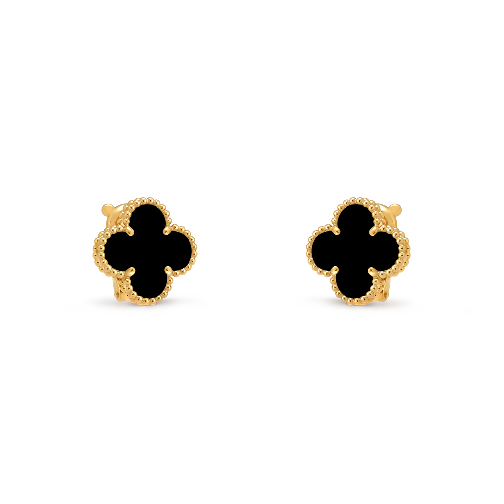 Van Cleef & Arpels Vintage Alhambra Collection Onyx Four-Leaf Clover Earrings