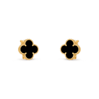 Van Cleef & Arpels Vintage Alhambra Collection Onyx Four-Leaf Clover Earrings