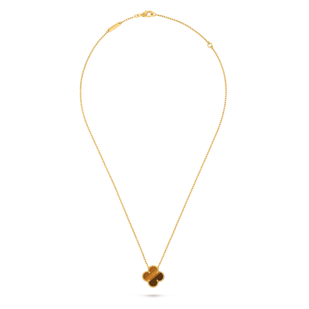 Van Cleef & Arpels Vintage Alhambra collection tiger's eye four-leaf clover necklace