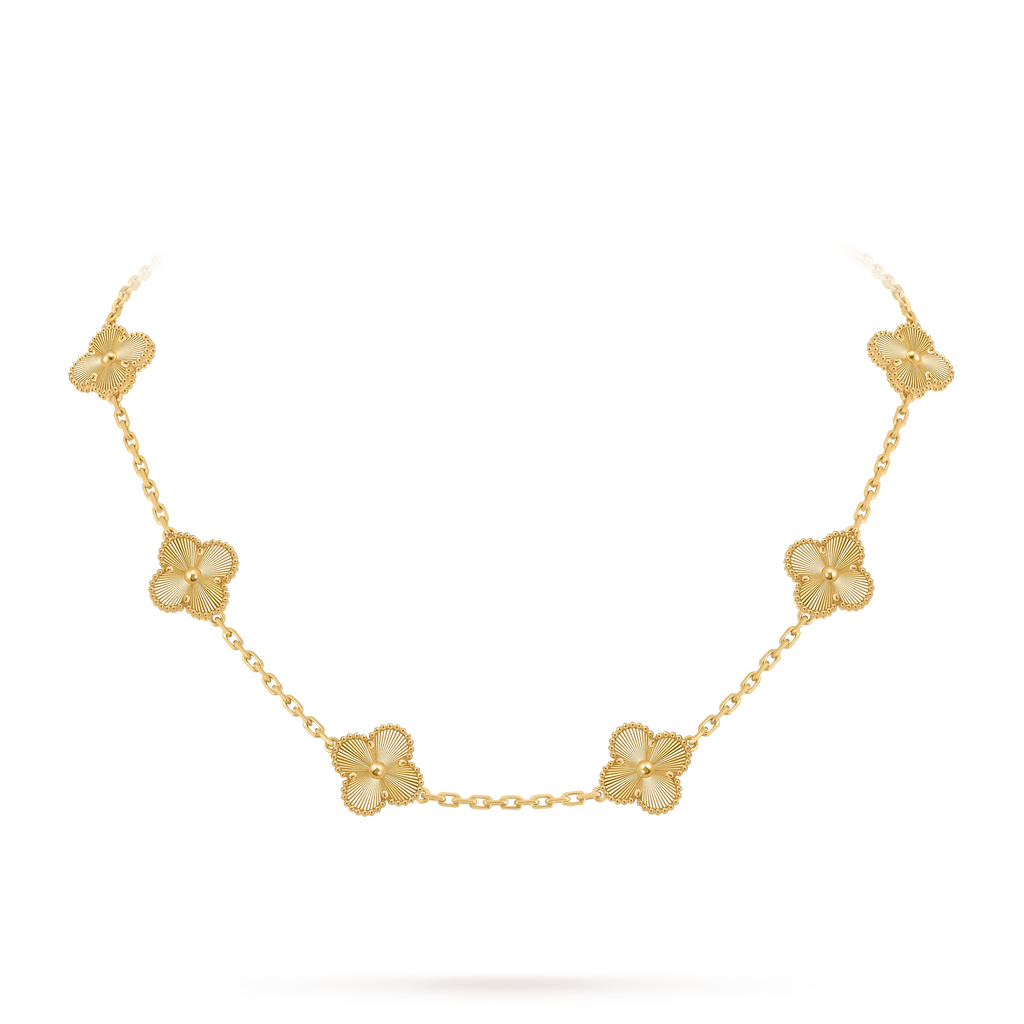 Van Cleef & Arpels Vintage Alhambra 18K Gold Laser Ten-Flower Necklace