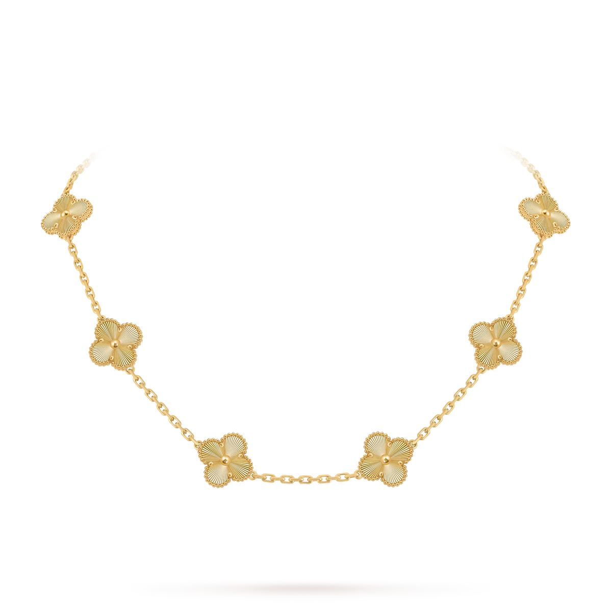 Van Cleef & Arpels Vintage Alhambra 18K Gold Laser Ten-Flower Necklace