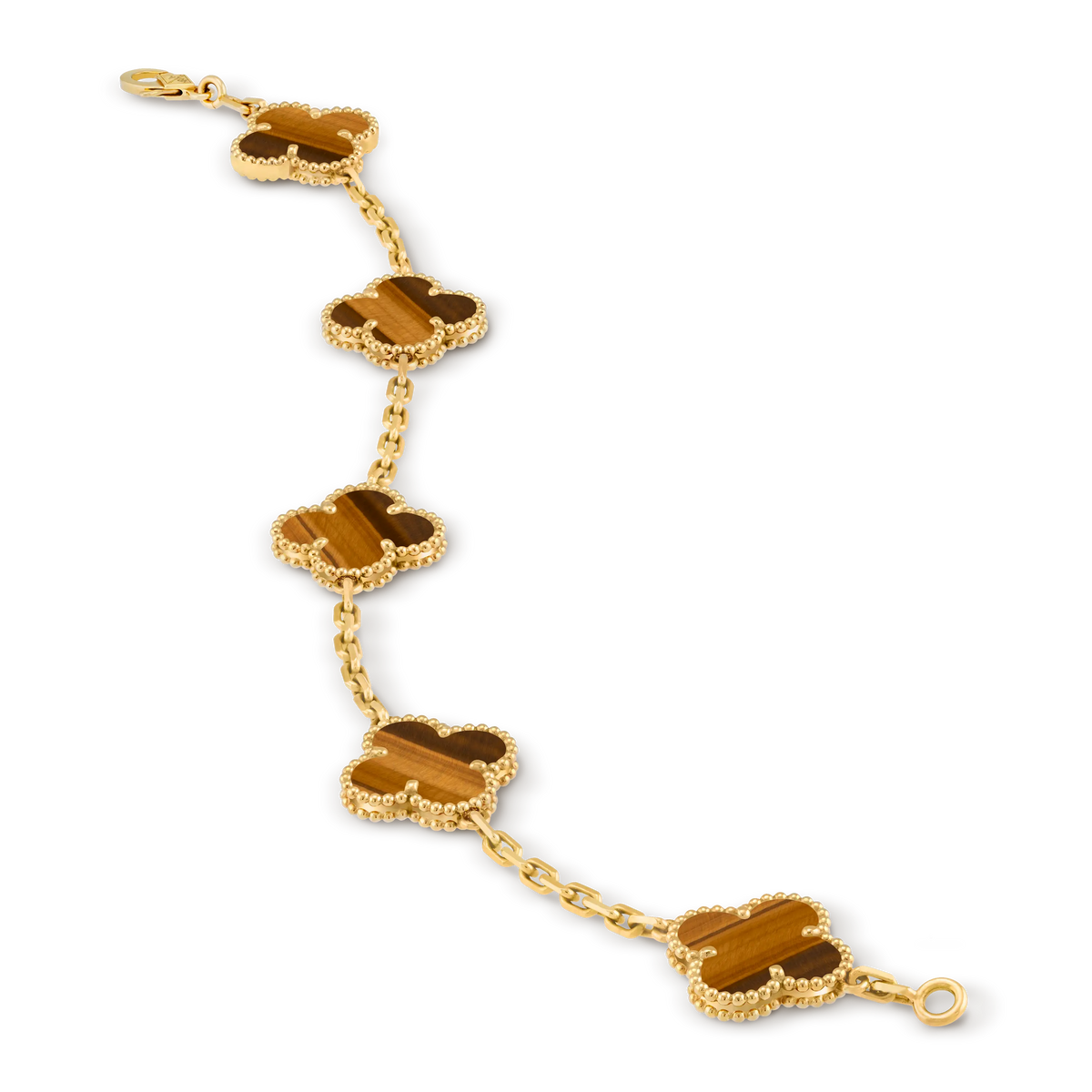 Van Cleef & Arpels Vintage Alhambra Tiger Eye Five-Flower Bracelet