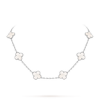 Van Cleef & Arpels Vintage Alhambra Collection White Mother-of-Pearl Four-Leaf Clover Long Necklace