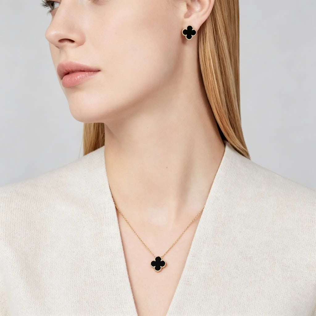 Van Cleef & Arpels Vintage Alhambra Collection Onyx Four-Leaf Clover Earrings