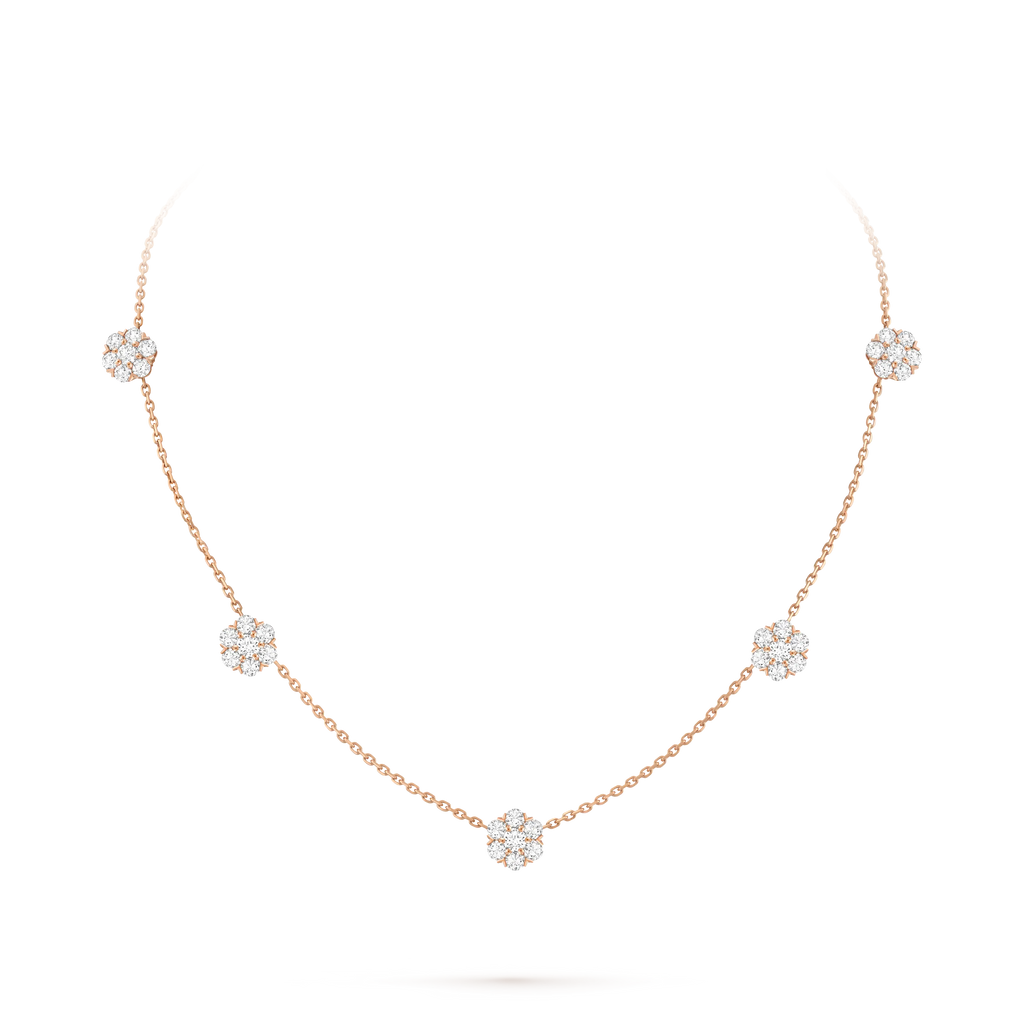 Van Cleef & Arpels Fleurette Collection Five-Diamond Floral Necklace