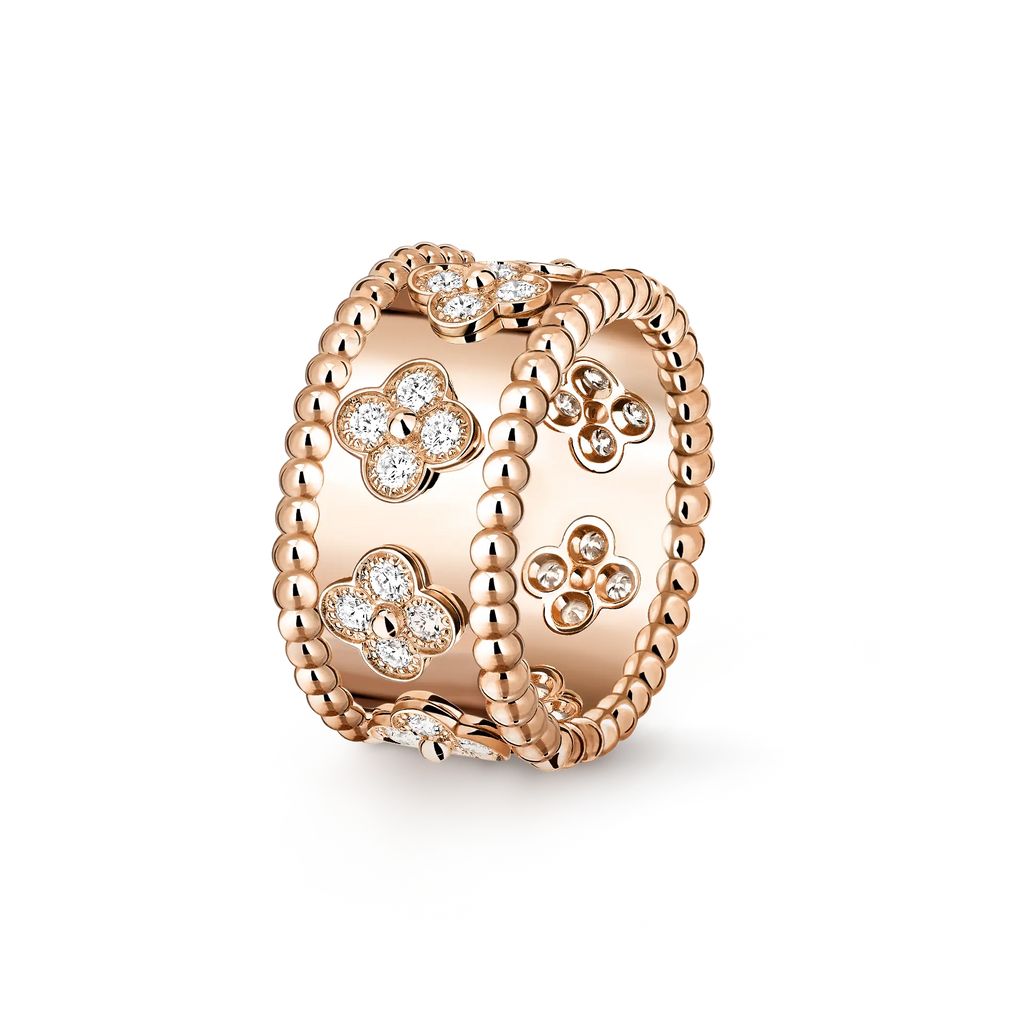 Van Cleef & Arpels Perlée Clovers collection wide four-leaf clover ring