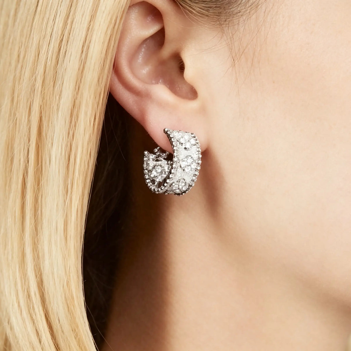Van Cleef & Arpels Perlée Collection Four-Leaf Clover Hoop Earrings