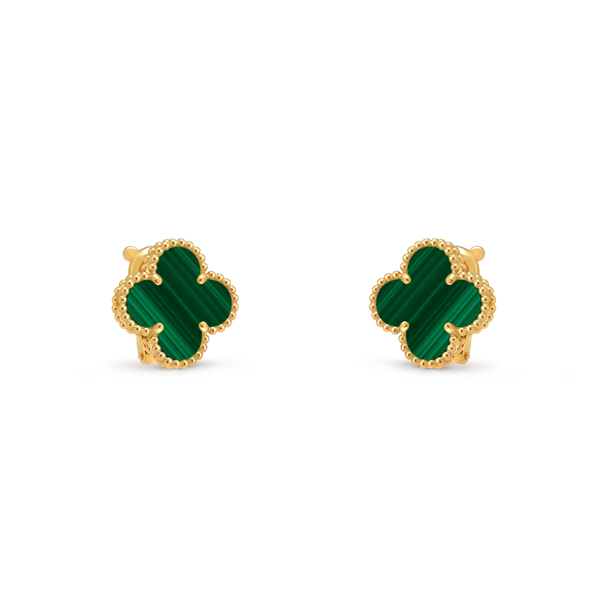 Van Cleef & Arpels Vintage Alhambra Collection Malachite Four-Leaf Clover Earrings
