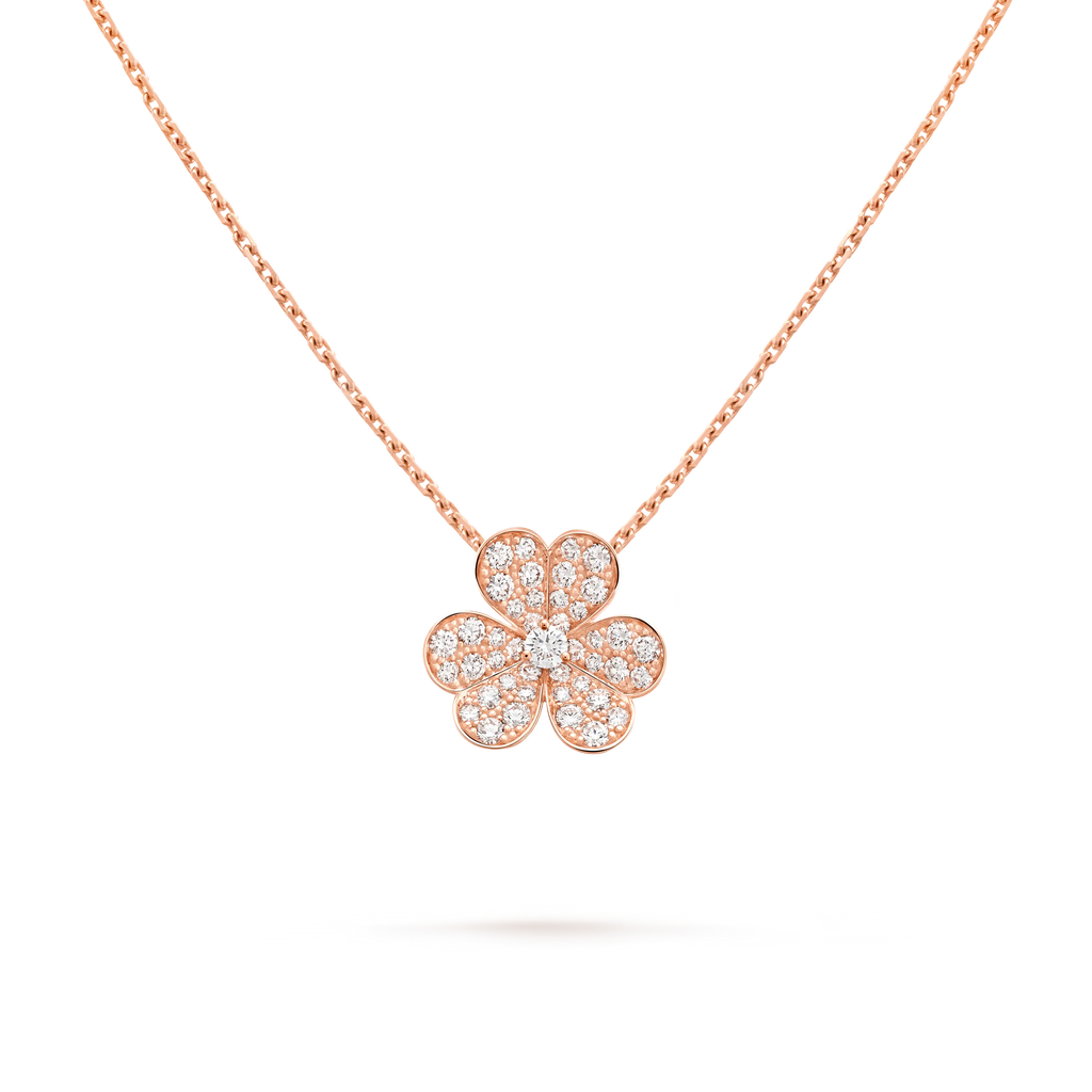Van Cleef & Arpels Frivole Collection Clover Full Diamond Necklace