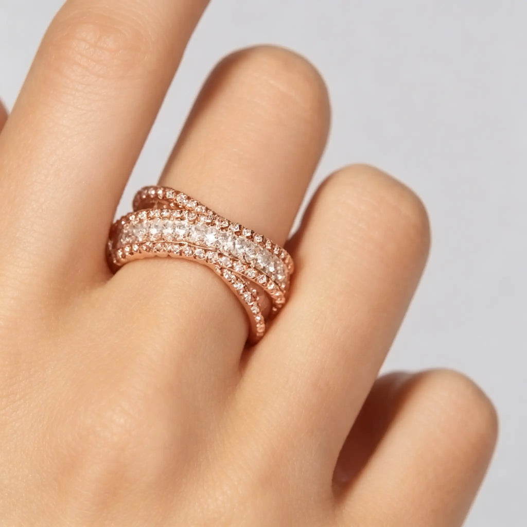 Van Cleef & Arpels Perlée Diamonds Duo collection double-ring diamond ring