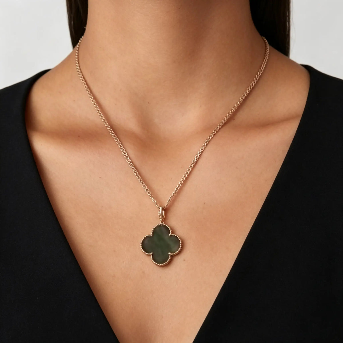 Van Cleef & Arpels Alhambra Four-Leaf Clover Collection Grey Mother-of-Pearl Necklace