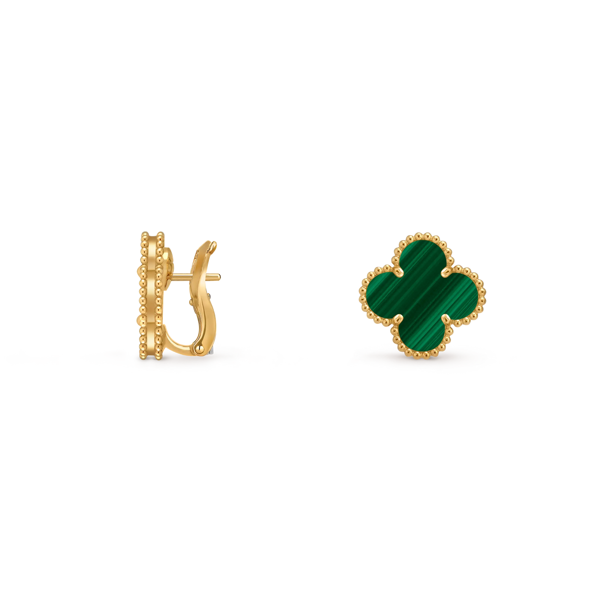 Van Cleef & Arpels Vintage Alhambra Collection Malachite Four-Leaf Clover Earrings