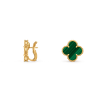 Van Cleef & Arpels Vintage Alhambra Collection Gold Malachite Four-Leaf Clover Earrings