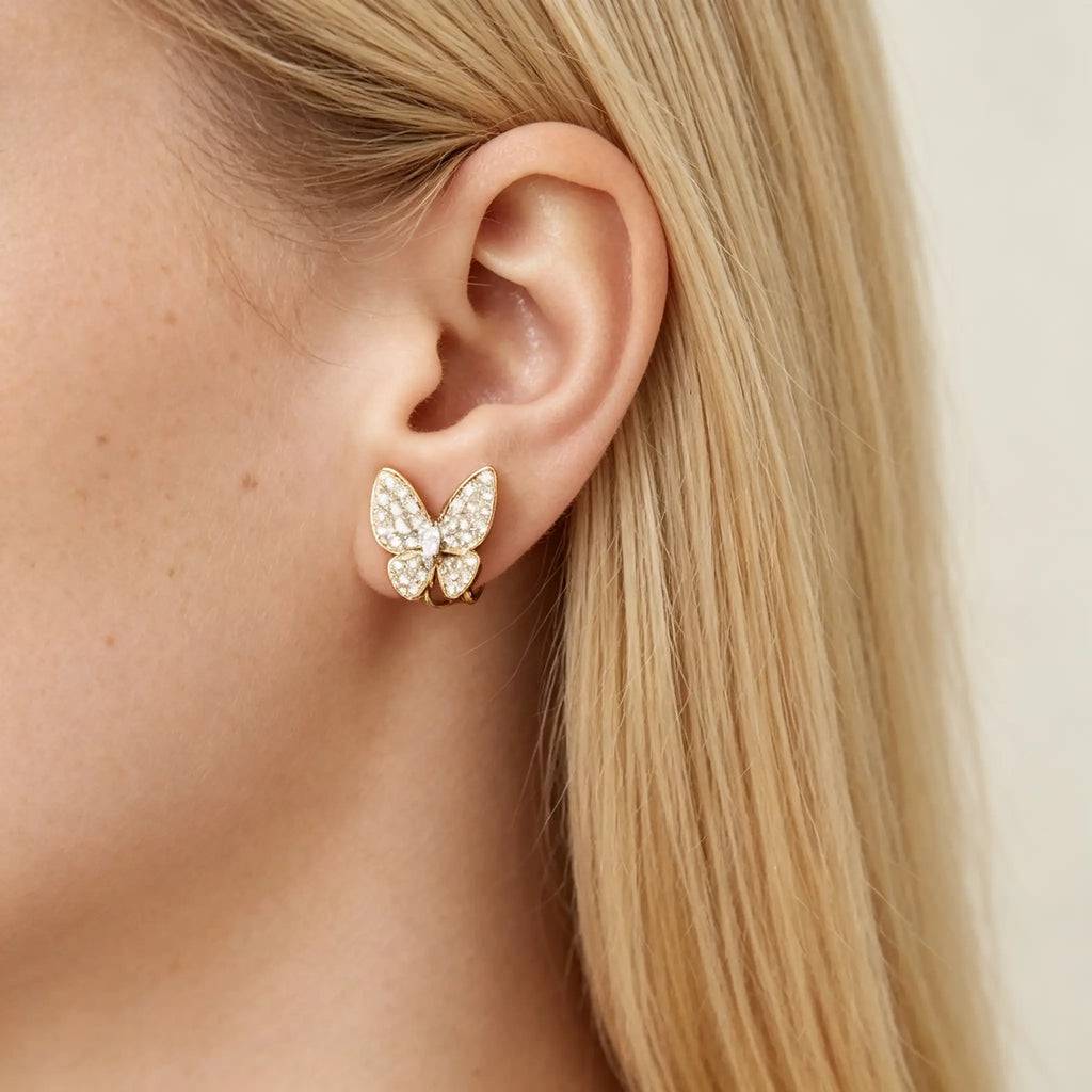 Van Cleef & Arpels Two Butterfly Collection Asymmetrical Butterfly Earrings