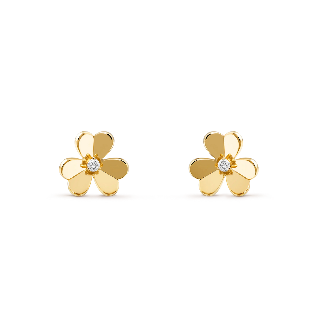 Van Cleef & Arpels Frivole Collection Three-Petal Flower Earrings