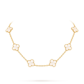 Van Cleef & Arpels Vintage Alhambra Collection White Mother-of-Pearl Four-Leaf Clover Long Necklace