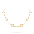 Van Cleef & Arpels Vintage Alhambra Collection White Mother-of-Pearl Four-Leaf Clover Long Necklace